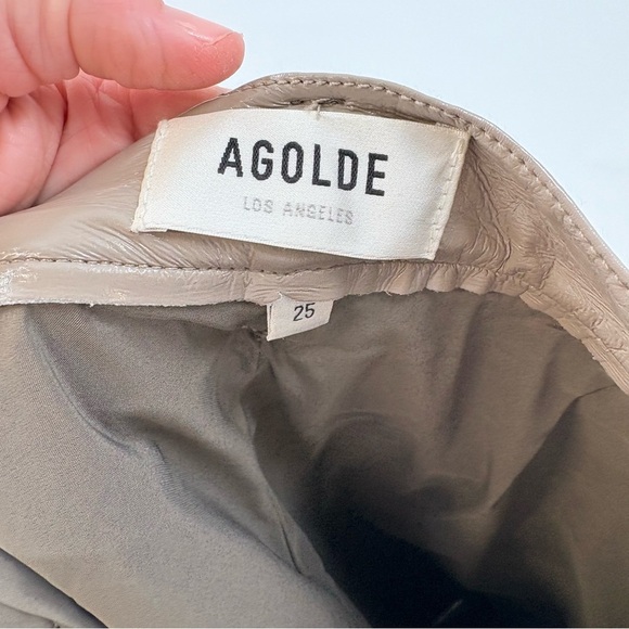 Agolde Recycled Leather 90's Pinch Waist in Quail Patent Size 25 - Picture 7 of 10